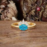 1 Carat Oval Cut 4 Prong Turquoise Anniversary Ring Puppy Paw Unique Ring